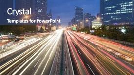  Presentation with traffic - PPT layouts enhanced with internation financial centers - traffic at night background and a ocean colored foreground