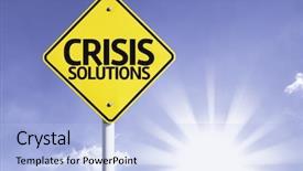  Presentation with solutions - Presentation theme with financial stability euro - crisis solutions road sign background and a light blue colored foreground
