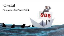  Presentation with boat - Colorful PPT theme enhanced with financial storm - businessman asking for help backdrop and a white colored foreground
