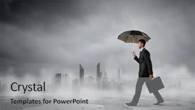  Presentation with challenge - PPT theme enhanced with financial storm - determined to face any challenge background and a light gray colored foreground