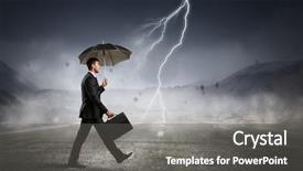  Presentation with challenge - Cool new PPT layouts with financial storm - determined to face any challenge backdrop and a  colored foreground