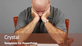  Presentation with numbers 3d - Colorful theme enhanced with financial stress - man distressed going over numbers backdrop and a tawny brown colored foreground