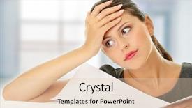  Presentation with overworked - Amazing presentation theme having financial stress - overworked businesswoman backdrop and a lemonade colored foreground