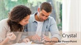  Presentation with home domestic market - Cool new presentation theme with financial stress - young couple calculating their domestic backdrop and a lemonade colored foreground