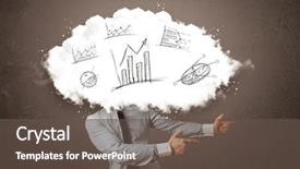  Presentation with cloud - Cool new PPT theme with financial success - elegant business man cloud head backdrop and a  colored foreground