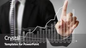  Presentation with financial situation to refugees - Slides with financial symbols coming from han background and a dark gray colored foreground