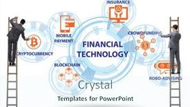  Presentation with financial - Presentation theme having financial-technology-concept-with-businessman background and a sky blue colored foreground