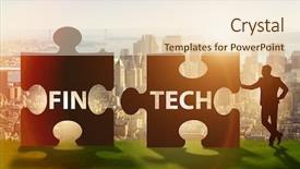  Presentation with fintech financial technology - Slides having financial technology concept with puzzle background and a lemonade colored foreground