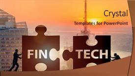  Presentation with fintech financial technology - Slides with financial technology concept with puzzle background and a yellow colored foreground