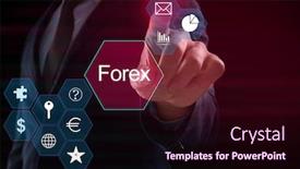  Presentation with forex - Amazing slide deck having financial trader working with virtual screen on dark background forex concept backdrop and a wine colored foreground