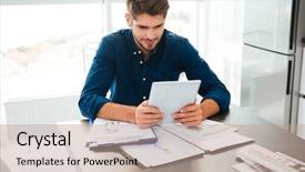  Presentation with cheerful - Cool new presentation with finanzas - photo of cheerful young man backdrop and a coral colored foreground