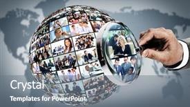  Presentation with human resource - Presentation design with find - human resource concept magnifying glass background and a gray colored foreground