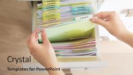  Presentation with accounting - PPT layouts having find accounting - hand searching through variety background and a coral colored foreground