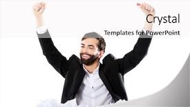  Presentation with simple idea - Beautiful presentation design featuring find accounting - young successful businessman found backdrop and a white colored foreground