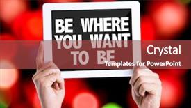  Presentation with tablet - Audience pleasing PPT theme consisting of find direction sign boards - tablet pc with text be backdrop and a red colored foreground