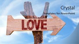  Presentation with gods love - Colorful PPT theme enhanced with find follow direction - love sign with sky background backdrop and a light blue colored foreground