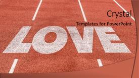  Presentation with college running track hurdle - Amazing presentation having find follow direction - love written on running track backdrop and a coral colored foreground