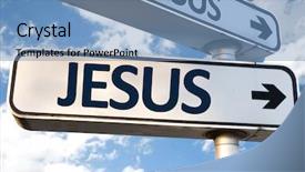 Presentation with direction - Presentation theme featuring find god - jesus direction sign on sky background and a  colored foreground