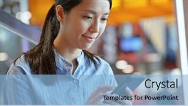  Presentation with find - Amazing presentation design having find house - woman look at mobile phone backdrop and a light blue colored foreground