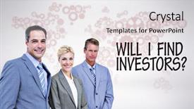  Presentation with find - Presentation featuring find investor - businessman in a row background and a sky blue colored foreground