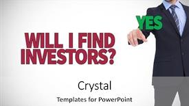  Presentation with camera - Amazing slide deck having find investor - cheerful businessman pointing at camera backdrop and a white colored foreground