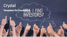  Presentation with diverse group of smiling people giving thumbs up - Presentation enhanced with find investor - group of hands giving thumbs background and a ocean colored foreground