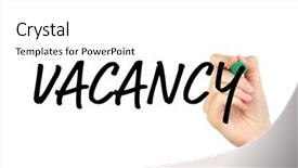  Presentation with human - Presentation theme consisting of find job - human hand writing vacancy background and a white colored foreground