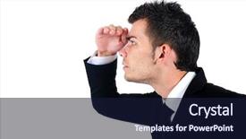  Presentation with 3d man business leader - Slide deck enhanced with find job - isolated young business man looking background and a wine colored foreground