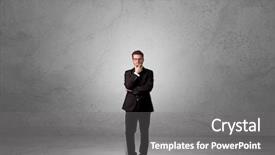  Presentation with alone - Amazing slide set having find mistakes - alone handsome businessman standing backdrop and a gray colored foreground