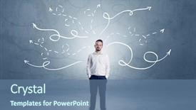  Presentation with effective communication between the team - Presentation theme consisting of find mistakes - elegant businessman choosing between directions background and a ocean colored foreground