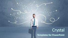  Presentation with elegant - Presentation design with find mistakes - elegant businessman choosing between directions background and a ocean colored foreground