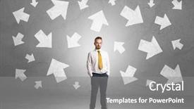  Presentation with businessman standing on maze - PPT layouts featuring find mistakes - handsome businessman standing in front background and a gray colored foreground