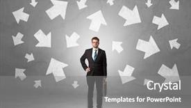  Presentation with businessman standing on mountain top - PPT layouts consisting of find mistakes - handsome businessman standing in front background and a gray colored foreground