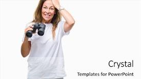  Presentation with face head in anatomy - Audience pleasing PPT theme consisting of find mistakes - middle age hispanic woman looking backdrop and a  colored foreground