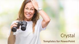  Presentation with find - Colorful theme enhanced with find mistakes - middle age hispanic woman looking backdrop and a  colored foreground