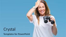  Presentation with hispanic - Presentation design having find mistakes - middle age hispanic woman looking background and a  colored foreground