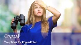  Presentation with shame - PPT layouts with find mistakes - young beautiful blonde woman looking background and a navy blue colored foreground