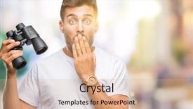  Presentation with shame - Amazing slides having find mistakes - young handsome man looking backdrop and a coral colored foreground