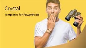  Presentation with shame - Audience pleasing PPT theme consisting of find mistakes - young handsome man looking backdrop and a yellow colored foreground