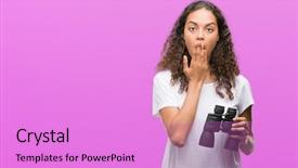  Presentation with shame - PPT theme having find mistakes - young hispanic woman looking background and a  colored foreground