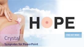  Presentation with cancer hope - PPT layouts featuring find out more button with hope text on breast cancer woman with sky clouds background checking in br background and a sky blue colored foreground