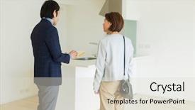  Presentation with sales - Audience pleasing theme consisting of find sales people - listing of room findings backdrop and a  colored foreground