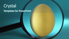  Presentation with rock paintings magnifier - Slides featuring find shape - egg under magnifier isolated background and a ocean colored foreground