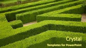  Presentation with find - Beautiful presentation theme featuring find shape - geometric pattern of green hedge backdrop and a tawny brown colored foreground