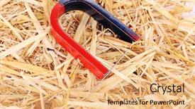  Presentation with magnet - Amazing slides having find shape - magnet and needle on hay backdrop and a coral colored foreground