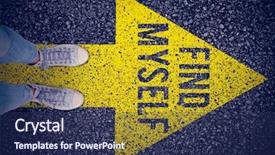  Presentation with black road - Beautiful slides featuring find shape - woman wearing trainers against black backdrop and a navy blue colored foreground