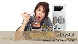  Presentation with motherboard - Beautiful presentation design featuring find solution on computer motherboard backdrop and a coral colored foreground