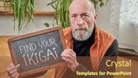  Presentation with ikigai - PPT theme having find-your-ikigai-inspirational-reminder background and a tawny brown colored foreground