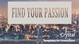  Presentation with passion - Beautiful PPT theme featuring find your passion words on blank board hold by a young girl in the outdoor backdrop and a gray colored foreground
