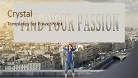  Presentation with passion - PPT theme enhanced with find your passion words on blank board hold by a young girl in the outdoor background and a soft green colored foreground